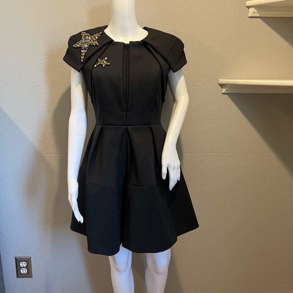 Dice Kayek Black Dress with Embellished Accents